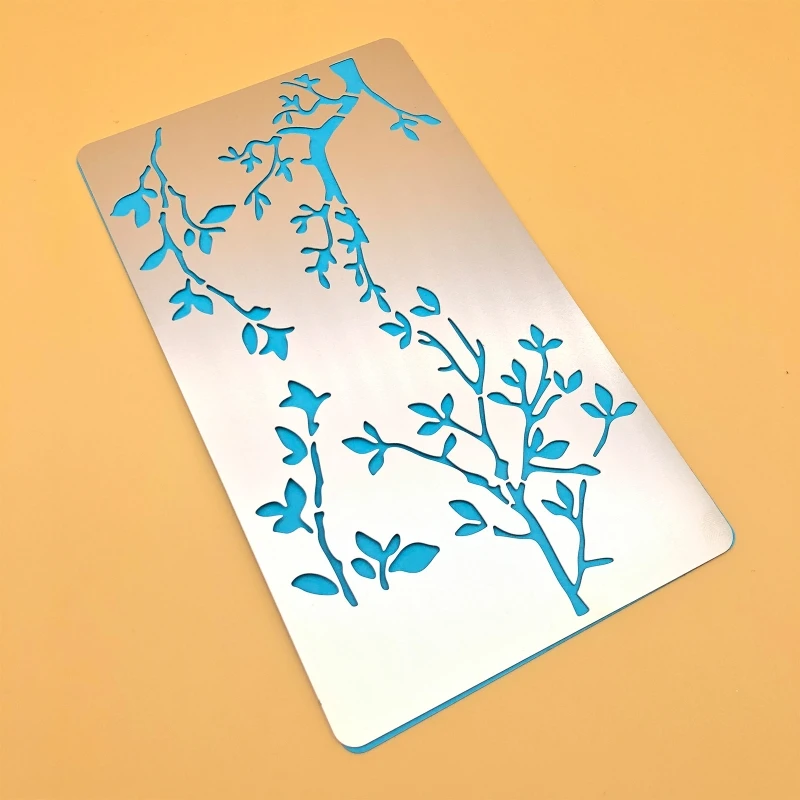 Burning Stencil Tree Branches Stainless Steel Metal Stencils Template for Wood Carving Drawing Engraving Project Dropship