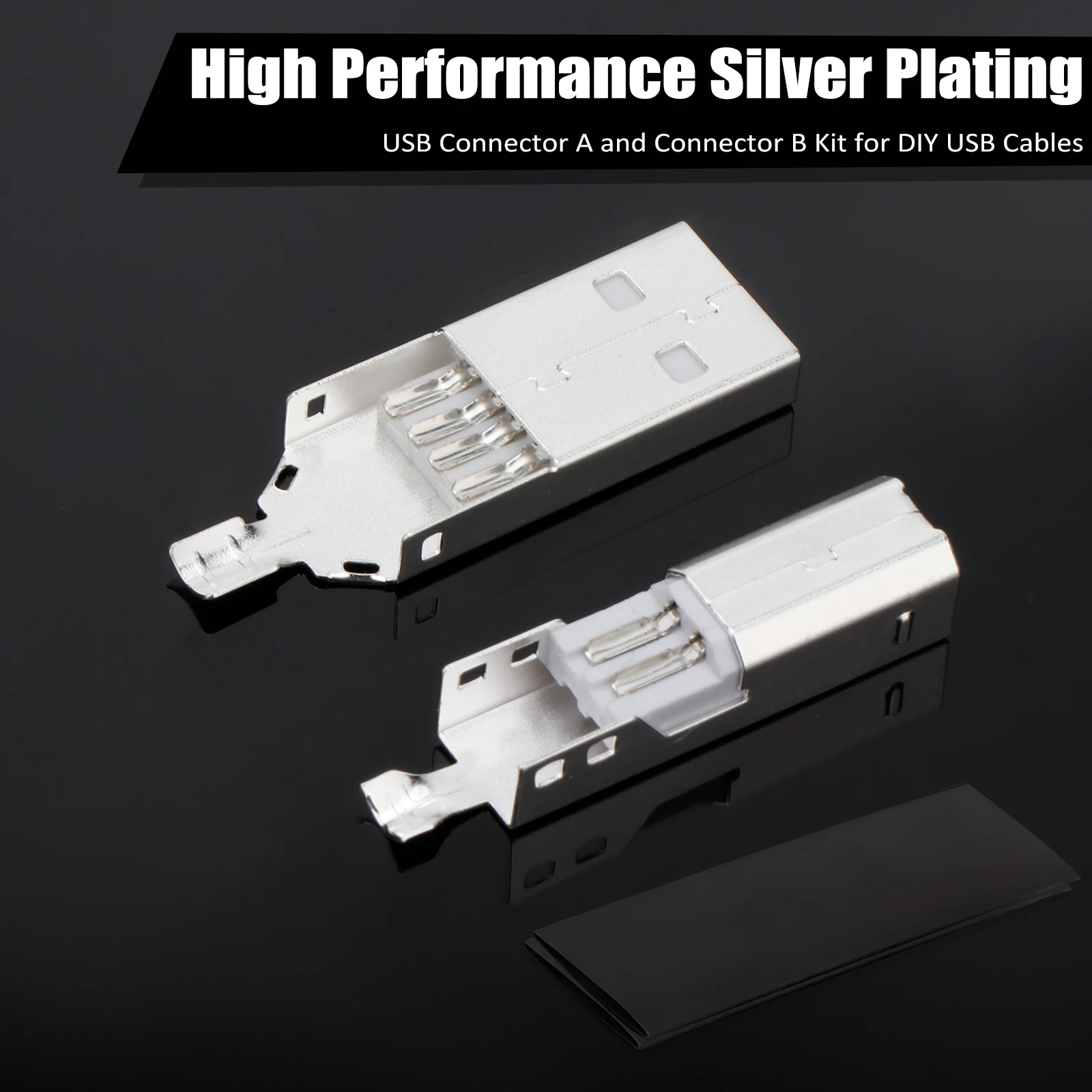 

HiFi Audio High Quality Gold/Silver/Copper Plated USB2.0 Connector Plugs USB A+USB B Type A-B Solder Plug for DIY USB Cable