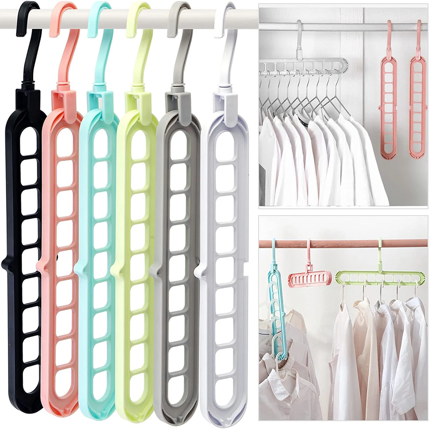 

1 Pcs Magic Space Saving Hanger with 9-Holes for Wardrobe Heavy Clothes Closet Organizer Hangers Space Saving Hanger Hooks