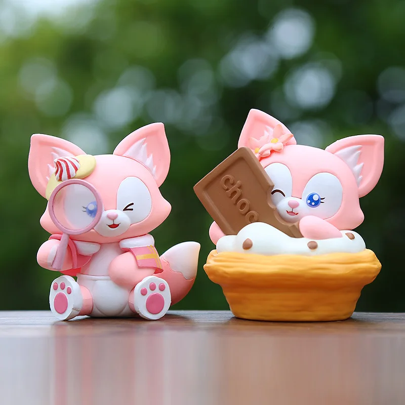 6 stks/set LinaBell Leuke Roze Vos Cartoon GK Model Cake Toppers meisje Verjaardag Decoratie voor kinderen Feestartikelen Geschenken