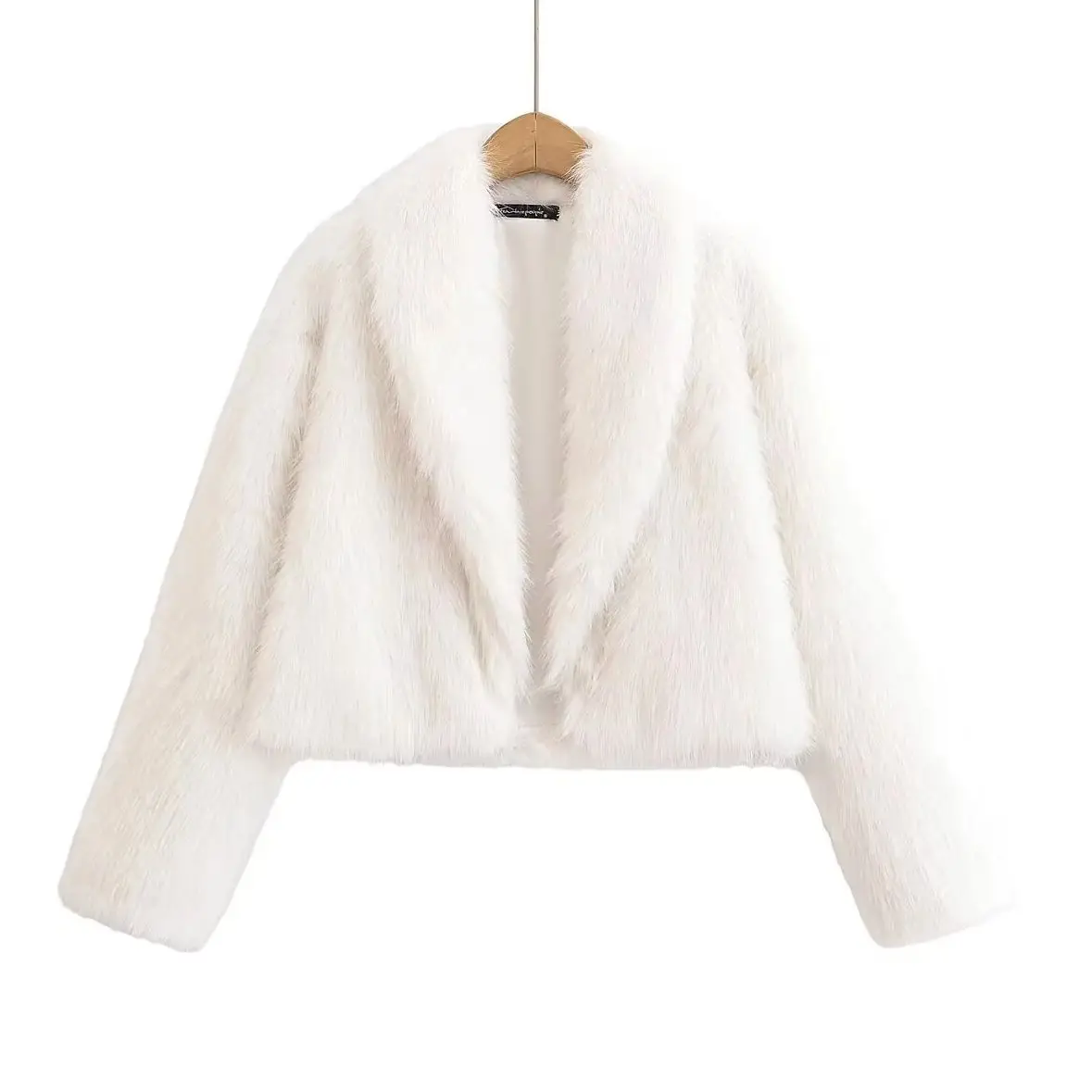 KONDALA Fashion 2025 Winter White Elegant Women Faux Fur Jacket Open Stitch Loose Short Coat Casual Luxurious Thick Outerwear