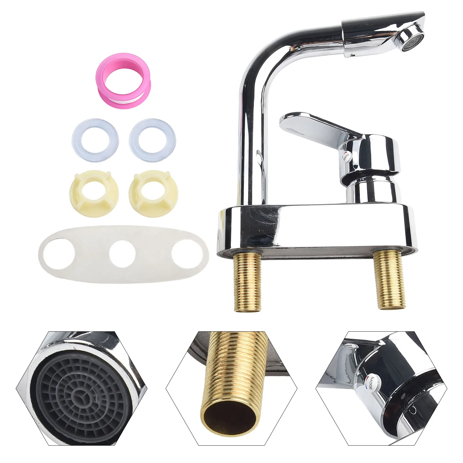 Sink Water Tap Washbasin Faucet Double Hole Parts Plating Base Zinc Alloy° Rotating Anti-corrosion Durable