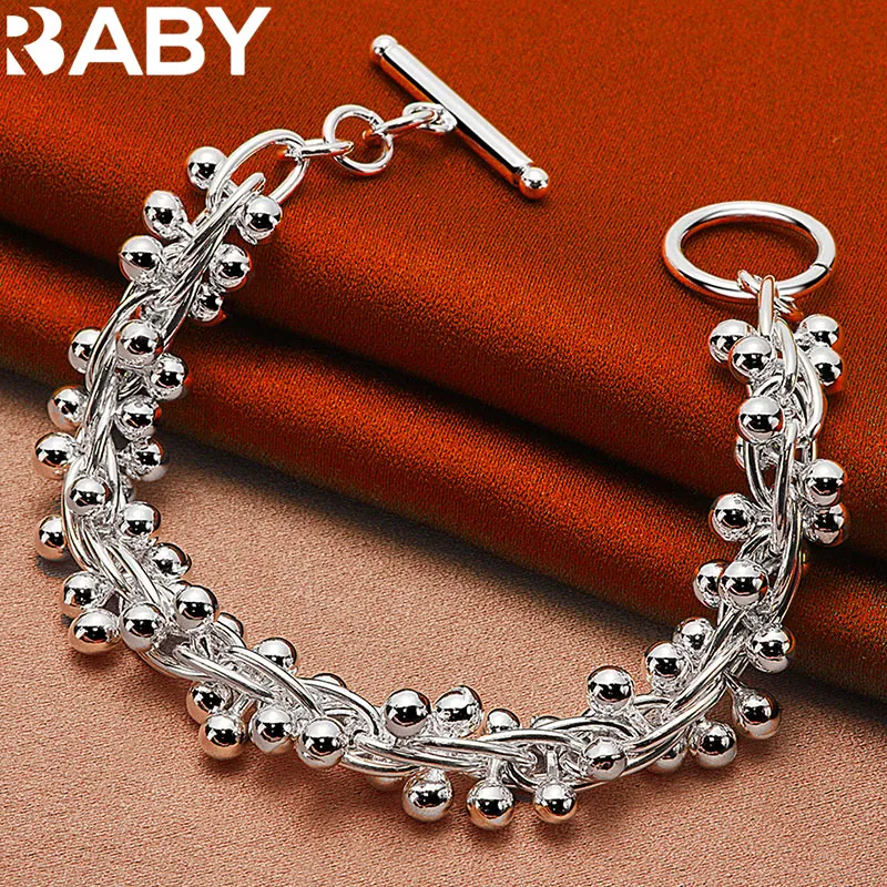 

URBABY 925 Sterling Silver Grape Beads Bracelets For Women Fashion Wedding Engagement Party Charms Jewelry Accessories