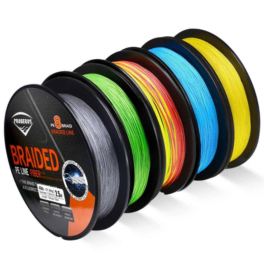 PROBEROS Superstarke geflochtene Angelschnur mit 8 Strängen – 100 m/109 YDS Multifilament PEAnti-Abrieb-Geflechtschnur, erhältlich in 22–10 – Detail 4