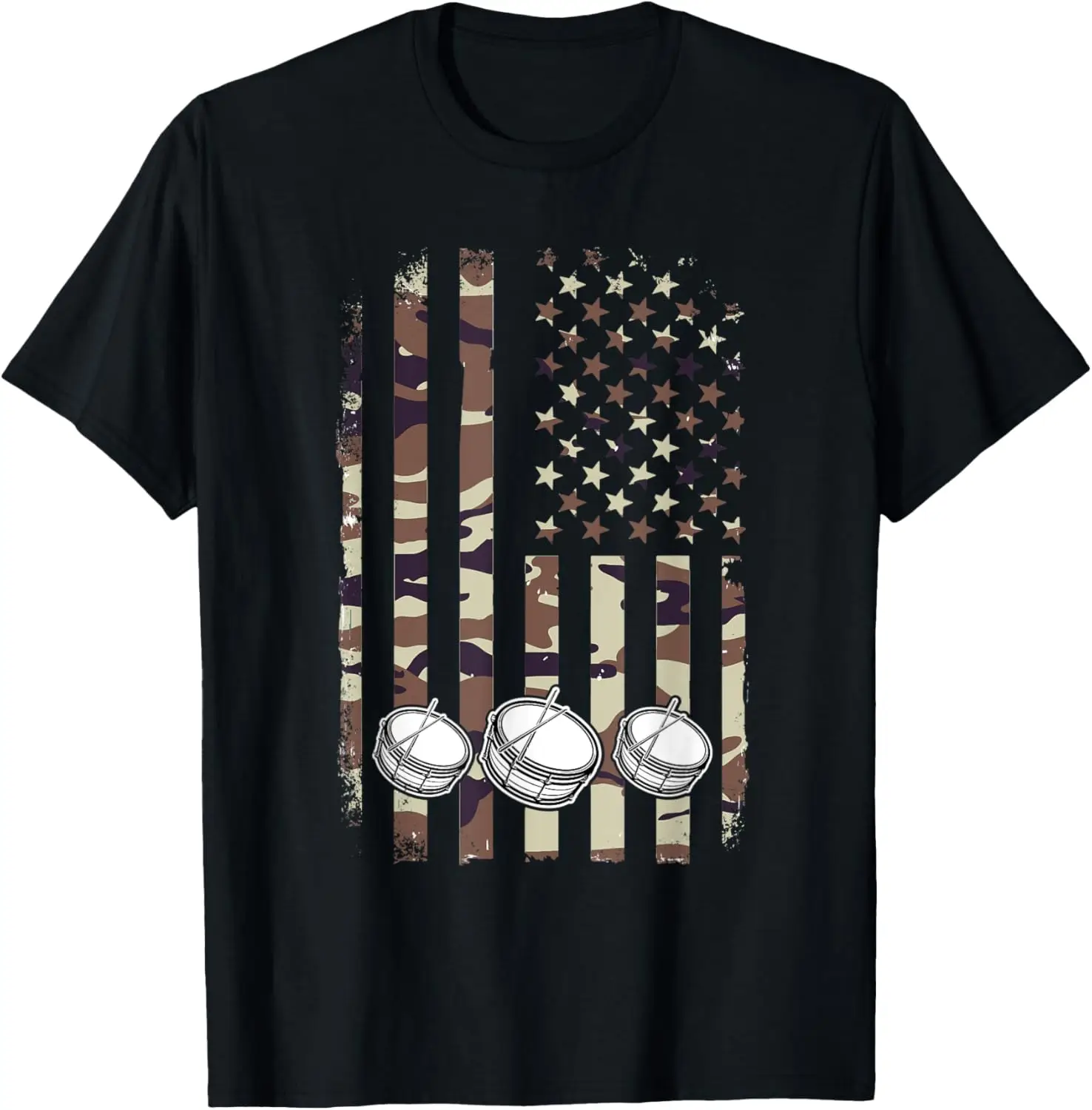 T-shirt camouflage drapeau américain du groupe de marche du tambour tenor