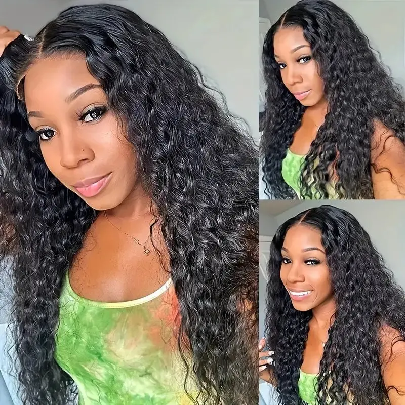 Rosabeauty 250 Density HD 13X6 Full Transparent Deep Curly Lace Frontal Wigs 30 40 Inch 13X4 Front Human Hair Wig