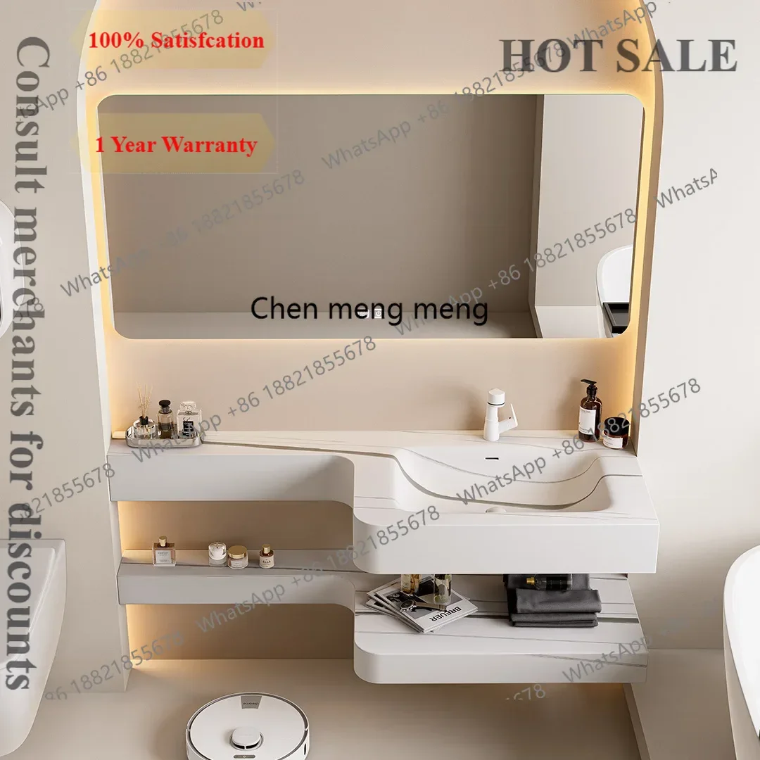 B567 Cloud Double Layer Corian Integrated Basin Bathroom Cabinet Combined Toilet Wash Sink
