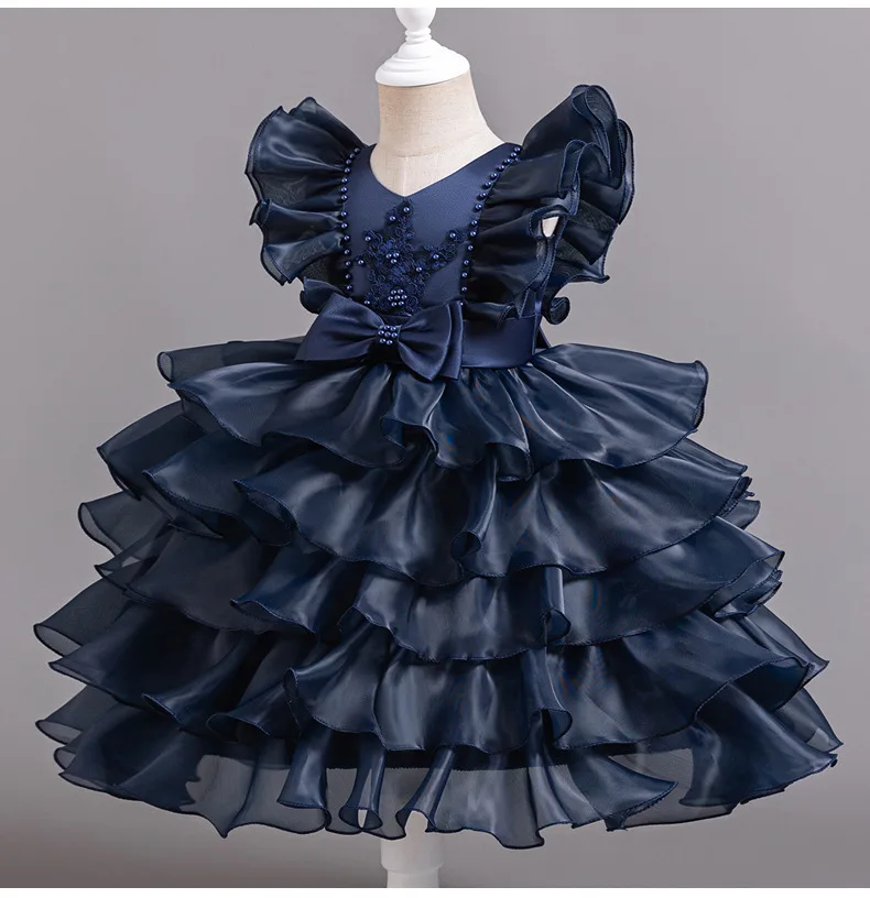 Vestido de Gala Princess Girl, vestido de criança, vestido em camadas, roupa infantil, casamento, Natal, 3 a 12 anos