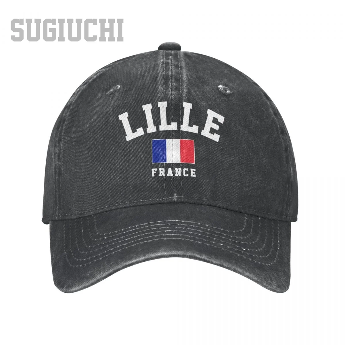 

Men Baseball Cap Lille Of France City Series Charcoal Washed Denim Classic Vintage Cotton Dad Trucker Hat Unisex Adult