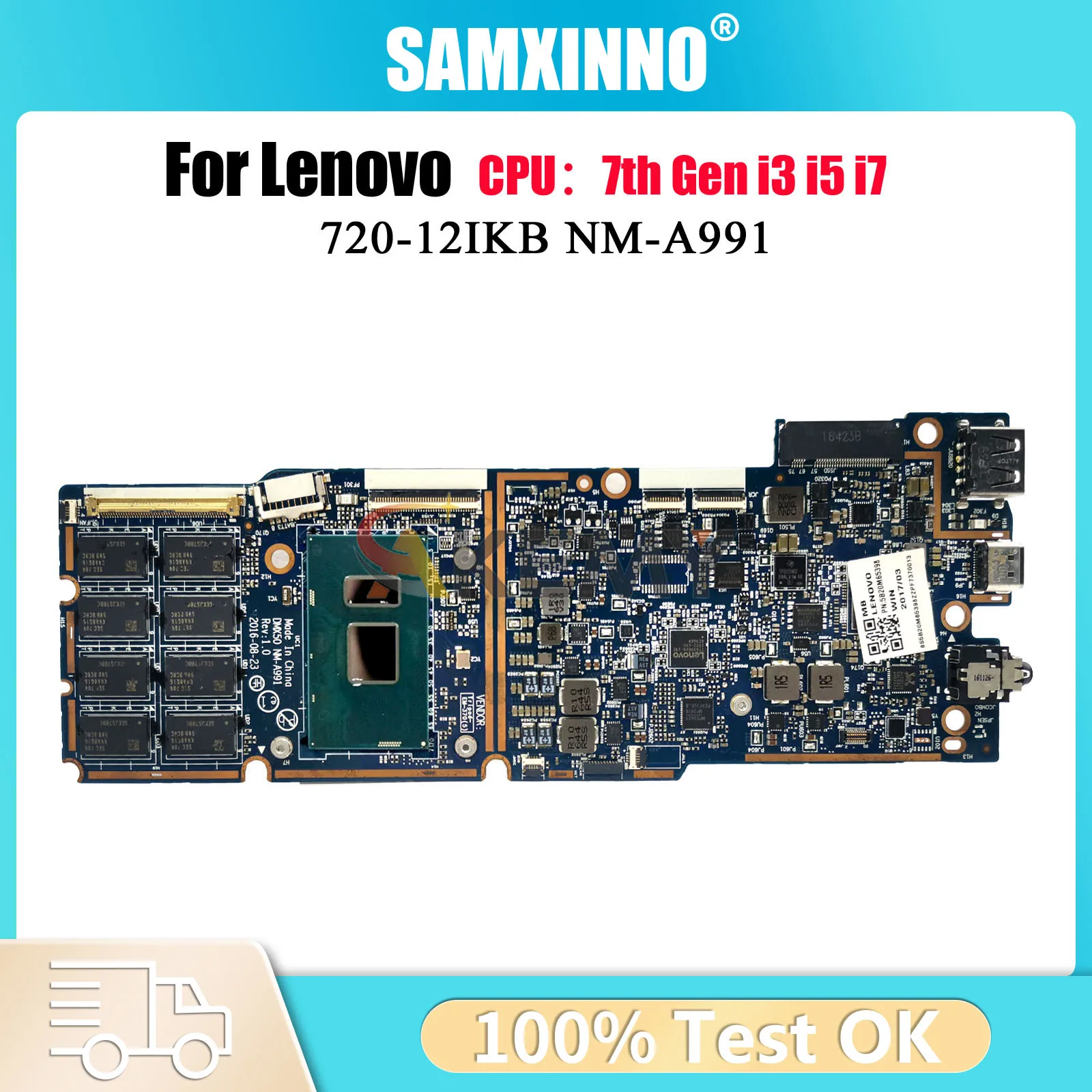 

For Lenovo Miix 720-12IKB Tablet Motherboard NM-A991 with i3 i5 i7 CPU 4GB 8GB 16GB RAM 100% Fully Tested