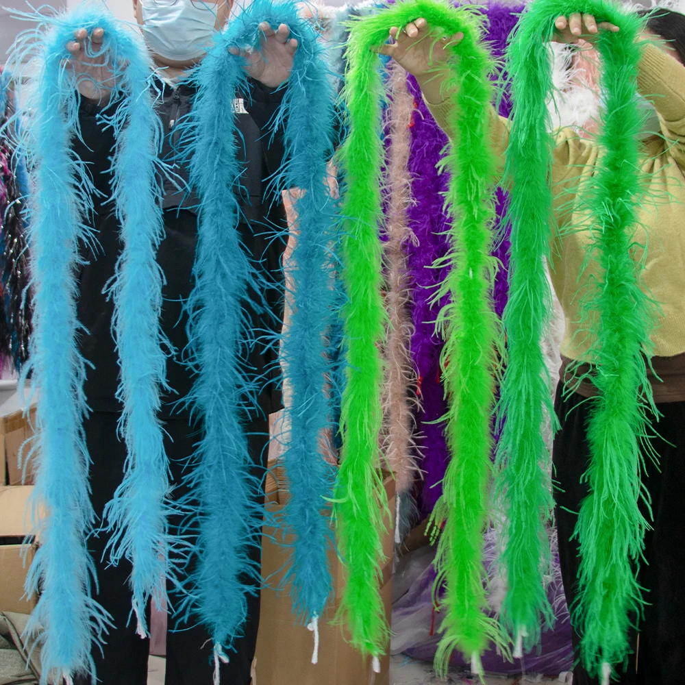 1Ply Ostrich Feather Boa Long High Quality Ostrich Feather Scarf Trims for Party Halloween Clothing Decoration Shawl 2 Meters