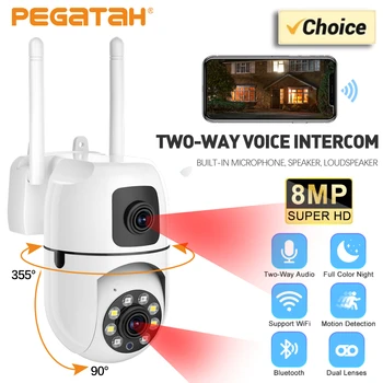 Caméra de surveillance extérieure PTZ IP WiFi HD 8MP/2K, dispositif de sécurité sans fil, avec suivi automatique, lentille pour touristes, YI/IOT