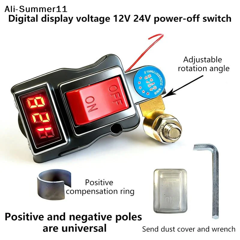 【A11】1 Set ﻿Power-Off Switch Equipped With Voltage Digital Display Car Battery Disconnect Switch Can Rotate Disconnect Switch