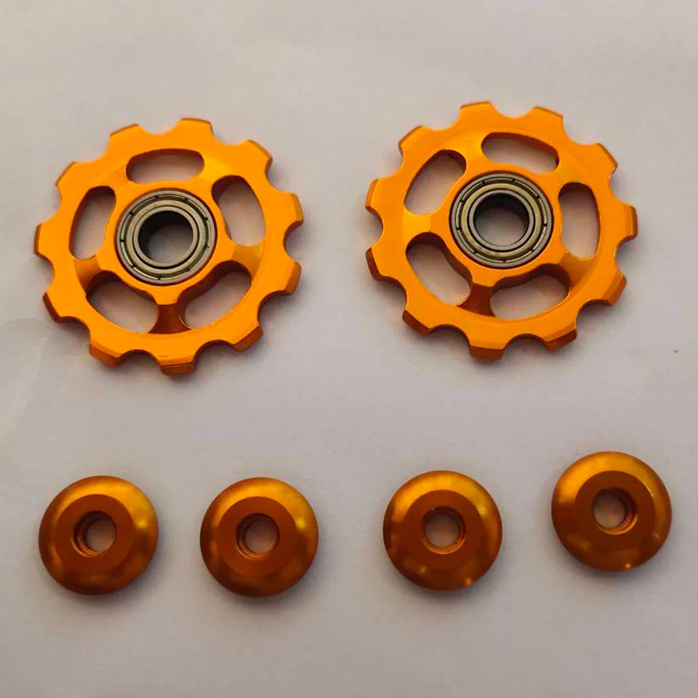 2pcs Aluminum Alloy Rear Derailleur Pulley 11T Durable Replacement Bike Derailleur Wheel Mountain Bike Easy Install Random Color