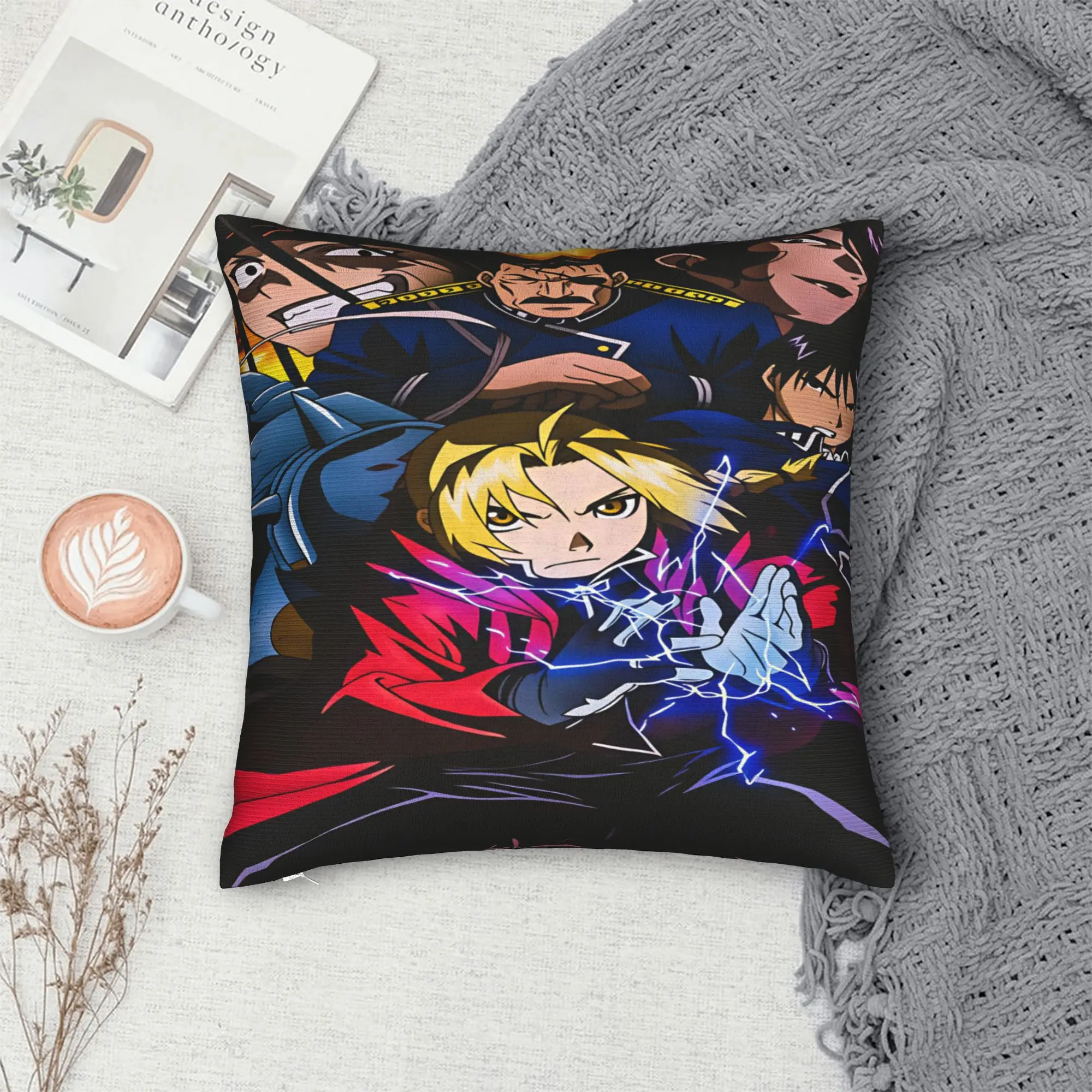 Roy Mustang Pillow Case Fullmetal Alchemists Soft Pillow Cover Retro Trendy Cushion Cover For Office Car Home Decor