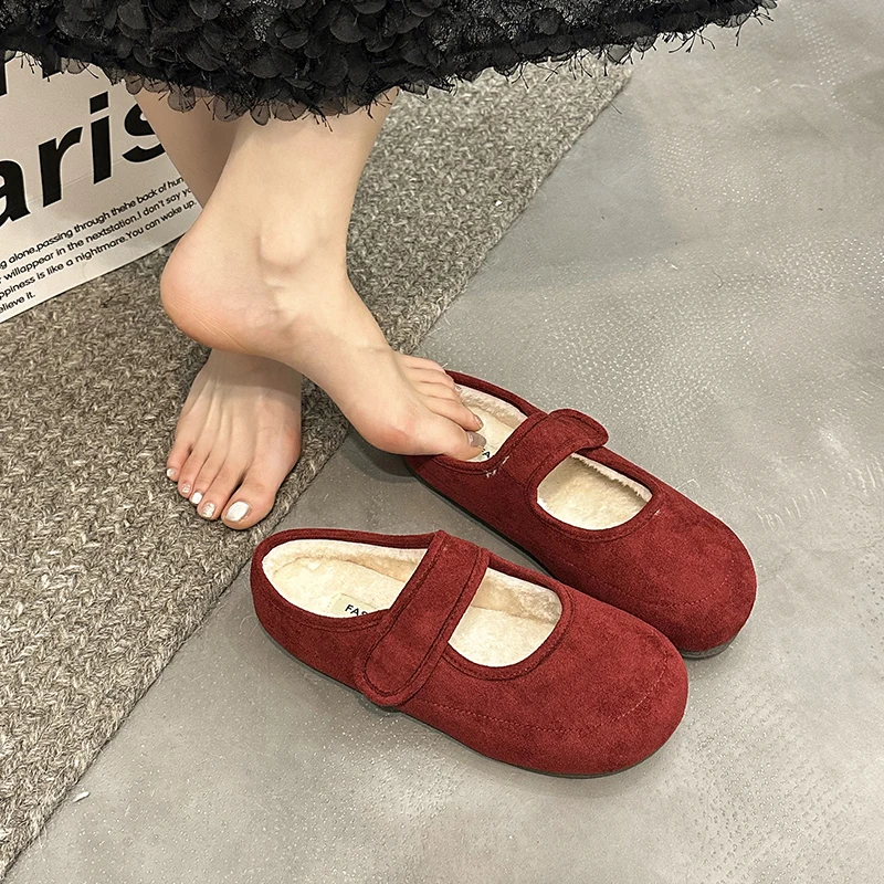 Vrouwelijke Schoenen Slippers Casual Slides Ondiepe Cover Teen Bont Slippers 2024 Luxe Pluche Mary Janes Retro Bont Schoenen Slippers Casua