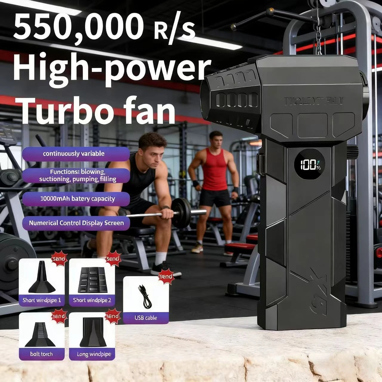 

X5 Mini Violent Fan 550000RPM Electric Air Duster With 5 Nozzles Brushless Turbo Jet Fan Air Blower Car Keyboard Cleaning Tools