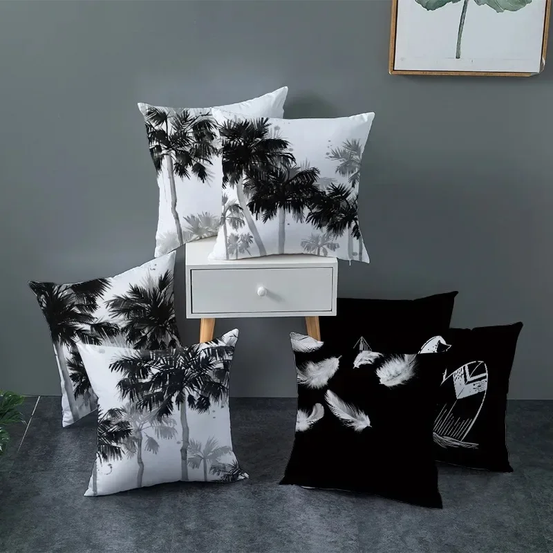 45X45CM ins Nordic Modern Minimalist Black and White Style Car Pillowcase Sofa Pillow Cushion Wholesale