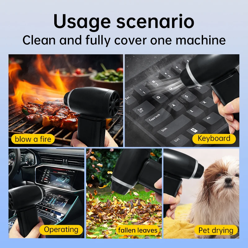 80000RPM turbofan Handheld Turbo Jet Fan Powerful Air Blower Brushless Motor Variable Speed Dust Blower Cleaning Tool Air Duster