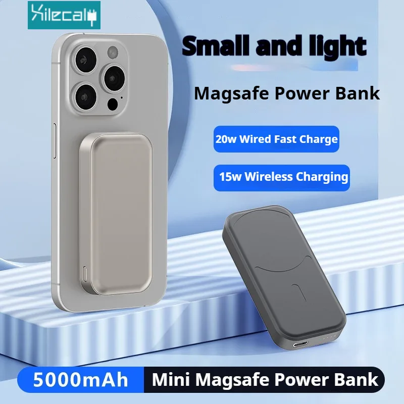

Xilecaly For Magsafe Power Bank 10000mah 15W Magnetic Wireless Fast Charger Ultra-slim 16mm PD 20W Type-C For iphone 16 15 14