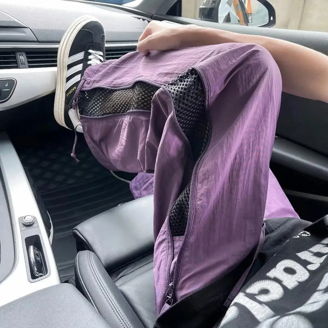 กางเกงลำลองสำหรับกิจกรรมกลางแจ้ง แห้งเร็ว ระบายอากาศได้ดี มีซิป เหมาะสำหรับฤดูร้อน ทรงขาตรง สไตล์ลำลอง ผลิตจากเส้นใยโพลีเอสเตอร์