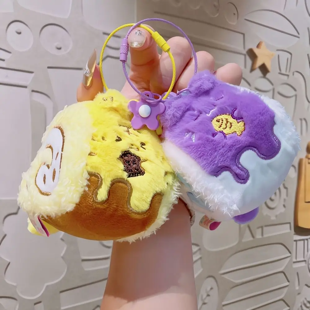 Kawaii الحيوان السويسري لفة قلادة محشوة 10 سنتيمتر السويسري لفة المفاتيح رقيق كعكة مظهر سلسلة مفاتيح من الكرتون ديكور احتفالي