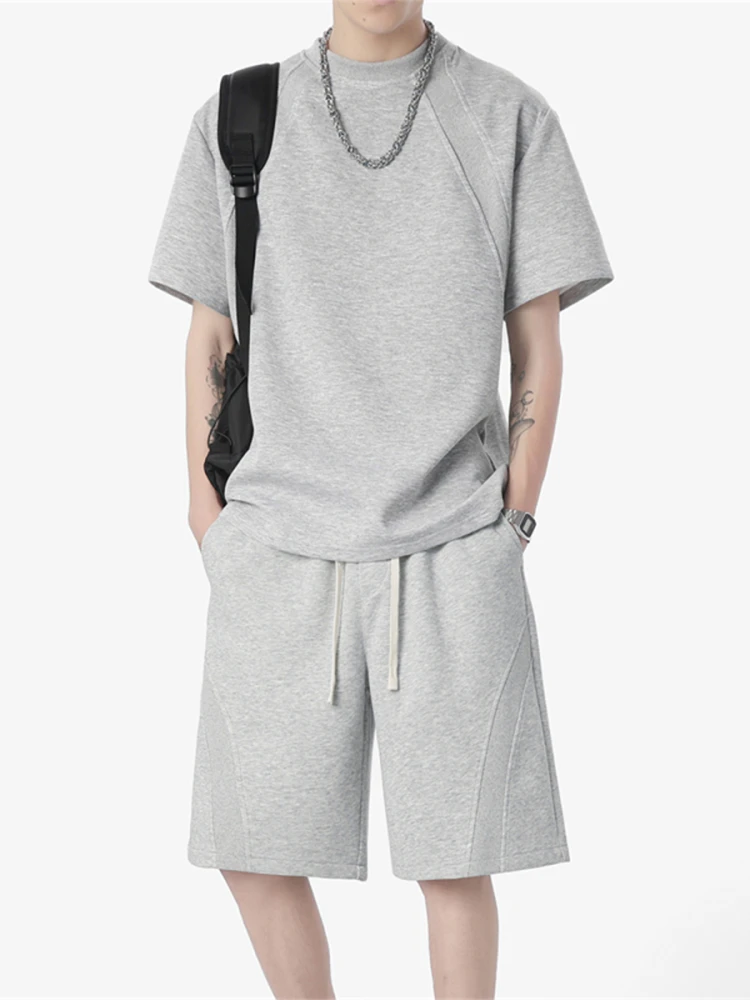 

2025 New Men's Casual Sportswear Set Summer Trendy ort Sve orts No Matching Required Cotton Polyester Spandex Blend
