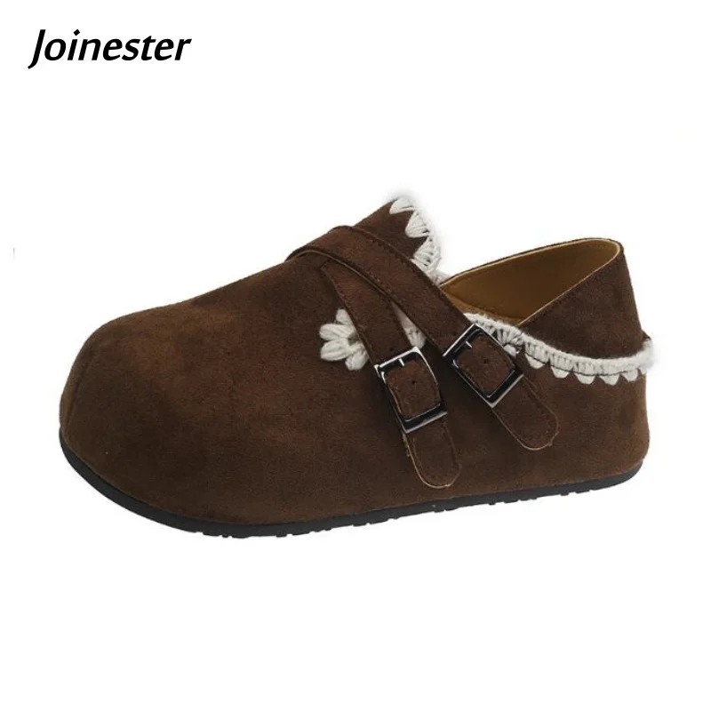 

Women's round Toe Faux Suede Casual Loafers Solid Color Slip-On Pumps Height Increasing Autumn Dress Shoes for Girls