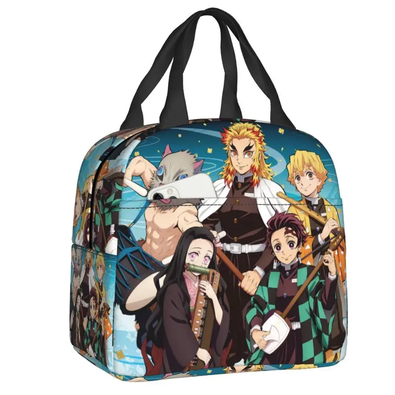 

Demon Slayer Lunch Bag for School Office Tanjirou Nezuko Inosuke Reusable Cooler Thermal Lunch Box Kids Food Container Tote Bags