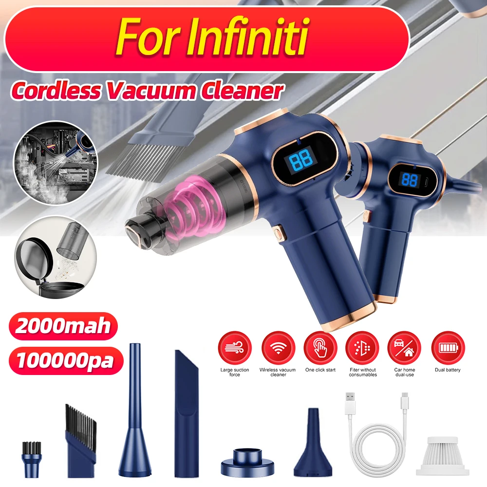 Car Vacuum Cleaner Wireless 100000pa Integrated Blowing And Suction Wet Dry Dual-use Vacuum Cleaning 2000mah For Infiniti