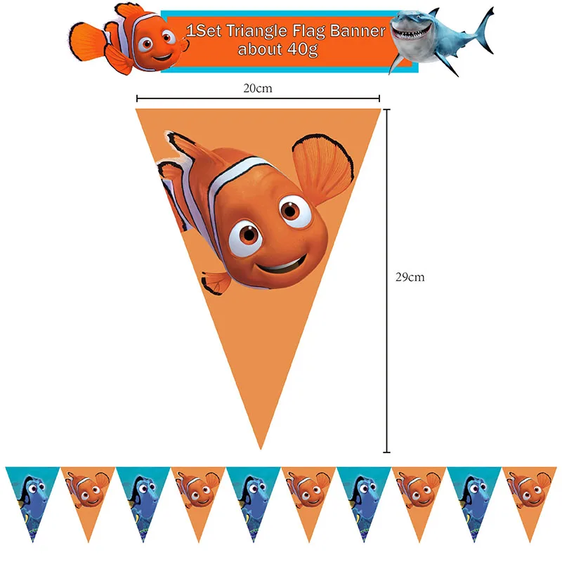 Finding Nemo-decoraciones para fiesta de cumpleaños, decoración para pastel, globos de feliz cumpleaños, pegatinas de remolinos, suministros de fiesta para niños