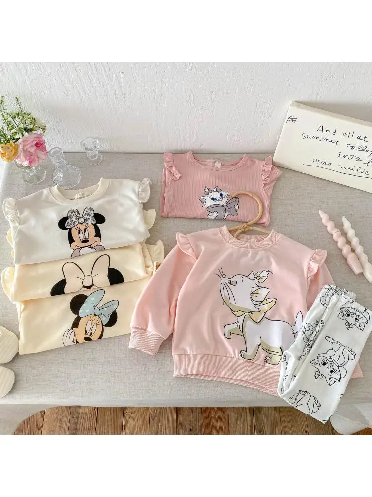 2025 ensemble de T-shirt pour enfants 2 pièces vêtements de sport d'été pour garçons haut en coton Disney à manches longues ensemble à capuche pour enfants