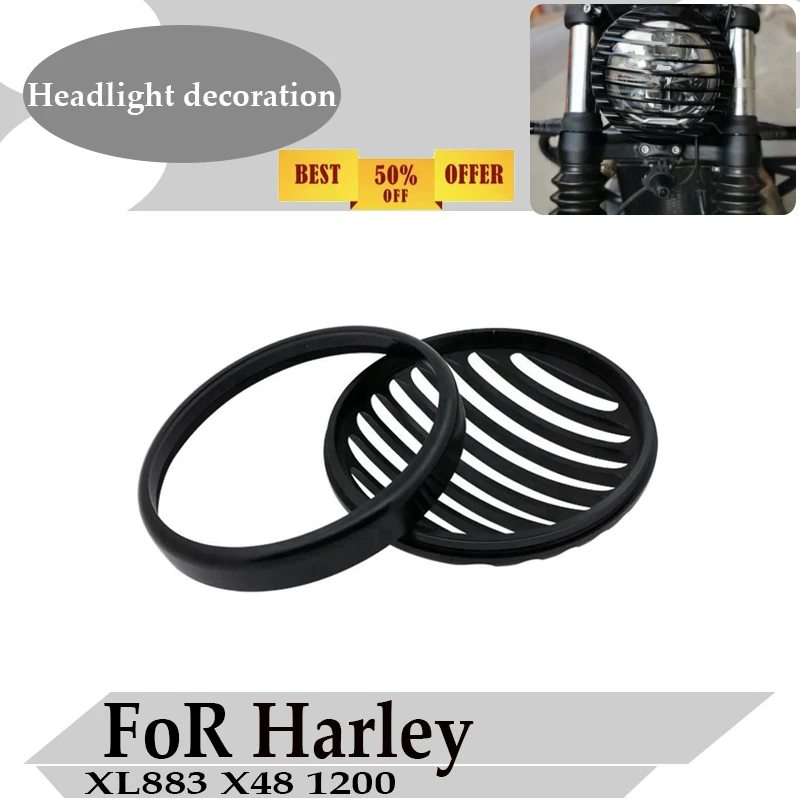 

For Harley Sportster XL883 XL1200 X X48 2004-Up- accesorios moto 5.75" 5 3/4" Headlight Grill Protect Cover