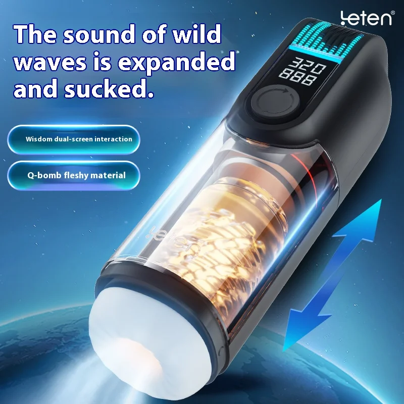 جهاز استمناء ذكر تلسكوبي ذكي أوتوماتيكي بالكامل من Leten جهاز استمناء ذكي لتدفئة الصوت للرجال ألعاب جنسية منتجات للبالغين مهبل اصطناعي