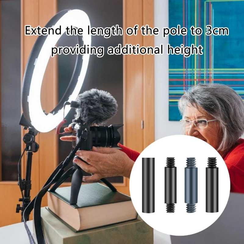 ก้านต่อขยายโลหะที่ทนทานสำหรับขาตั้งกล้องและตัวยึดกล้องพร้อมส่วนต่อการถ่ายภาพเกลียวตัวผู้และตัวเมียขนาด 1/4 นิ้ว