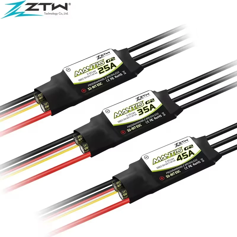 ZTW 32-Bit ESC Mantis G2 25A 35A 45A 2-6S With 5/6/7.4V SBEC 4A Electronic Speed Controller For RC Airplane Fixed-wing