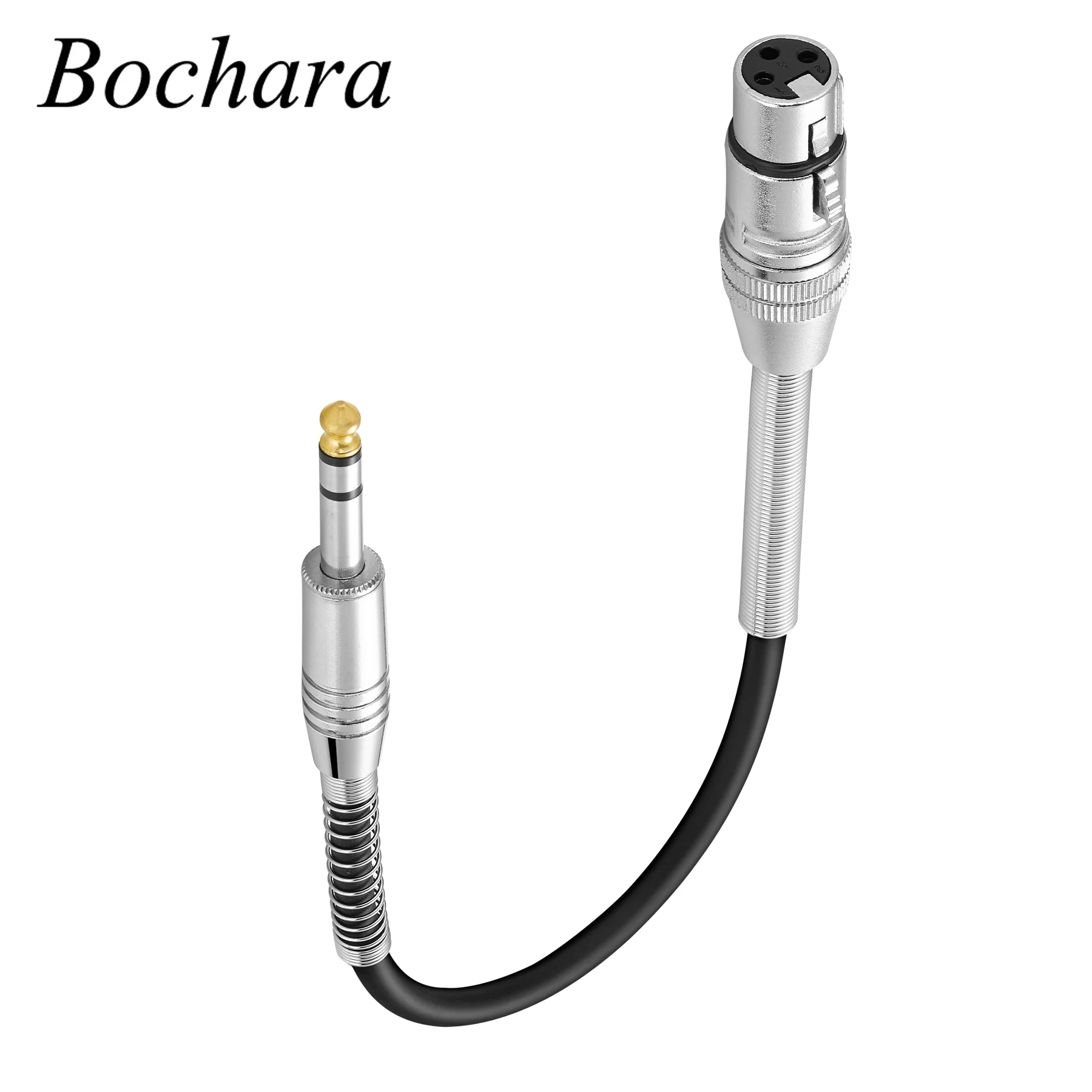 Bochara 30cm 6.5mm Stereo Jack Male to XLR Female Microphone Mixer Converter Audio Cable Foil+Braided Shielded