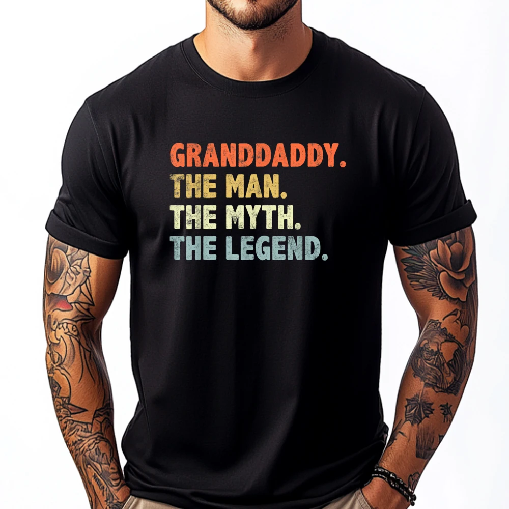 

Granddaddy The Man Myth Legend Fathers Day For Grandpa Designer Clothes Men ClassicWhite T Shirt Men Easter Sunday