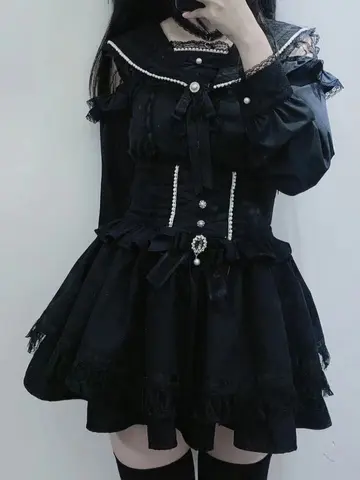 जापानी कावई लोलिता ब्लाउज महिला नाविक कॉलर शर्ट Y2k सौंदर्य फीता पैचवर्क ग्रंज टॉप जेके प्यारा धनुष बटन ब्लूसा 2025 10 best sales नाविक शीर्ष - №6