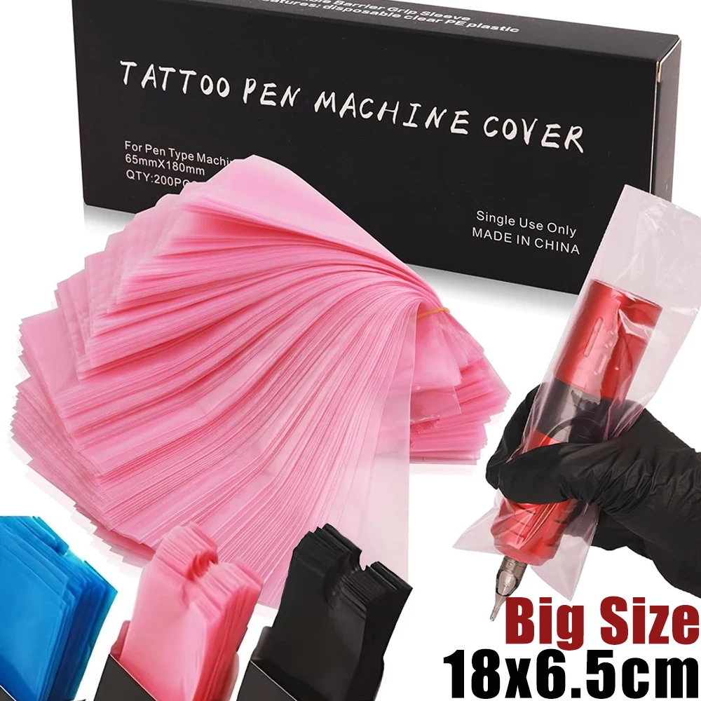 

Чехлы для тату-машинок большого размера, 200/100/50 шт., защитные чехлы-рукава для картриджных тату-ручек, прочные пластиковые защитные аксессуары для татуировок