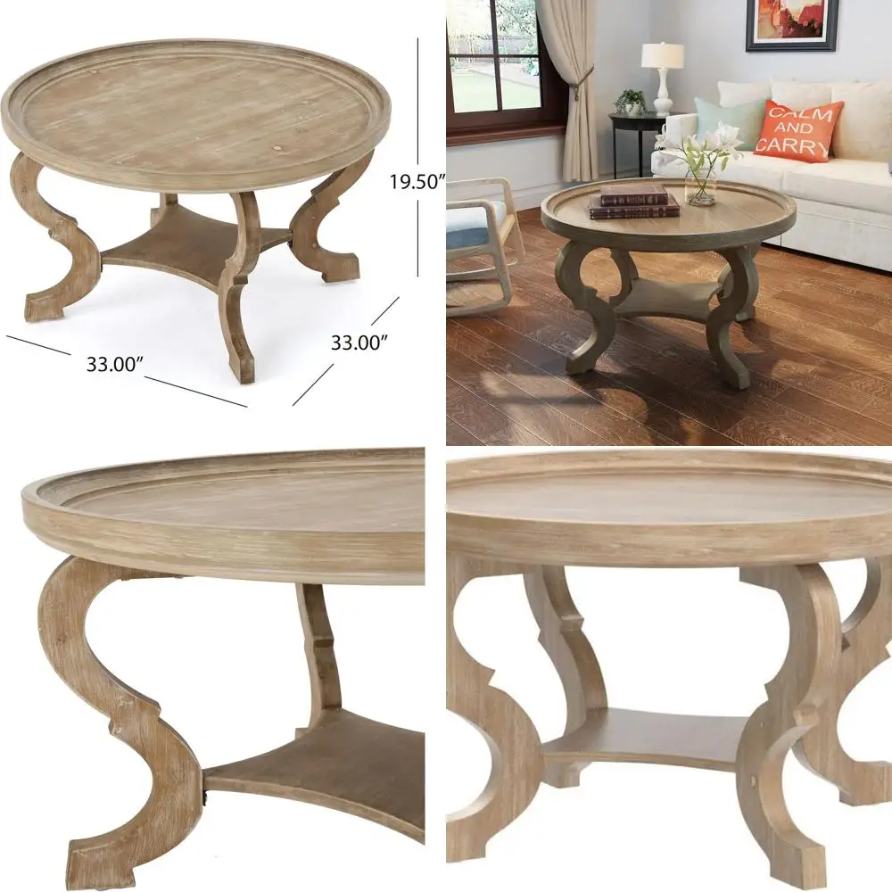 

Circular Nature-Inspired Faux Wood Althea Coffee Table