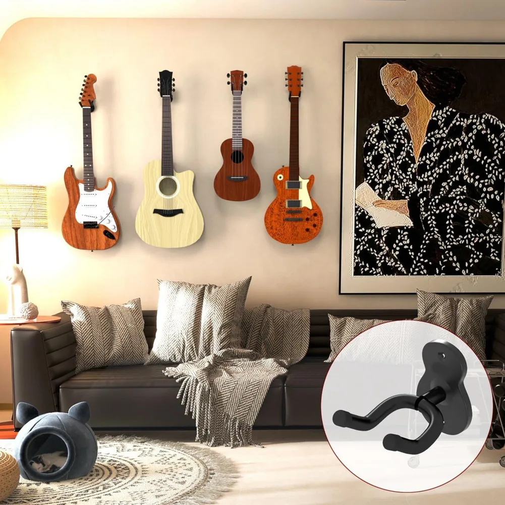

AA67-Guitar Wall Mount Hanger, 6 Pack Guitar Hanger For Wall, Metal Guitar Holder Rack Stand For Basses, Electric Guitar
