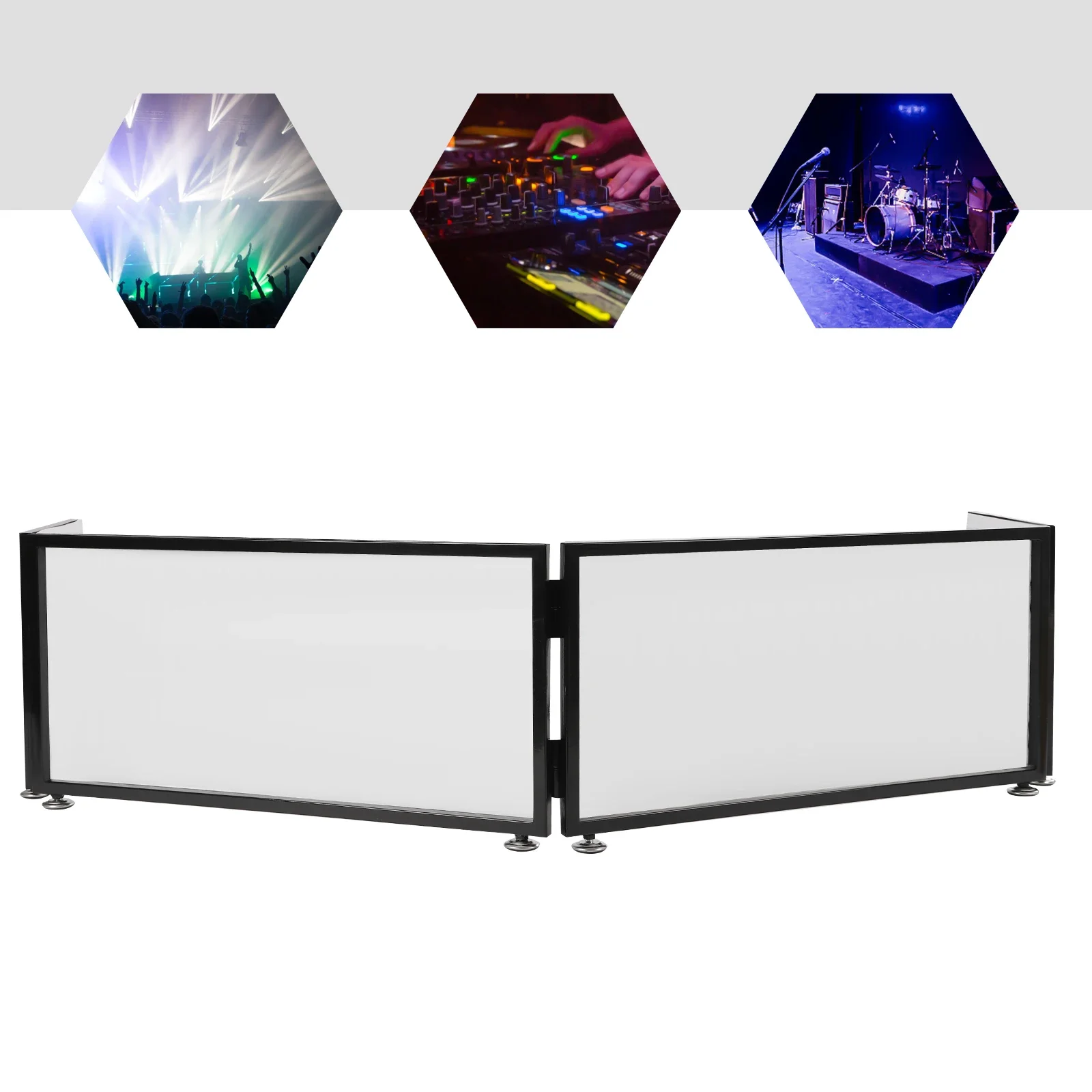 DJ Event Booth Foldable Cover Screen, Adjustable Frame with Stable Rubber Foot Pads, Stretchable Scrim for Easy Setup and