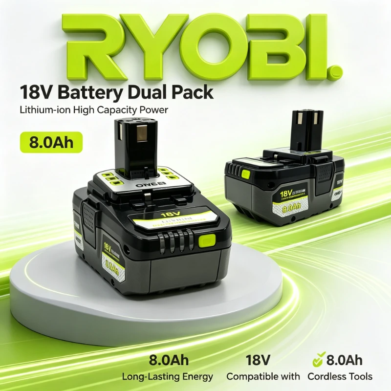 RYOBI PBP1104 18V ONE+ 4Ah Lithium Battery,High Performance Rechargeable Battery Compatible P117 Charger for CordlessPower Tools