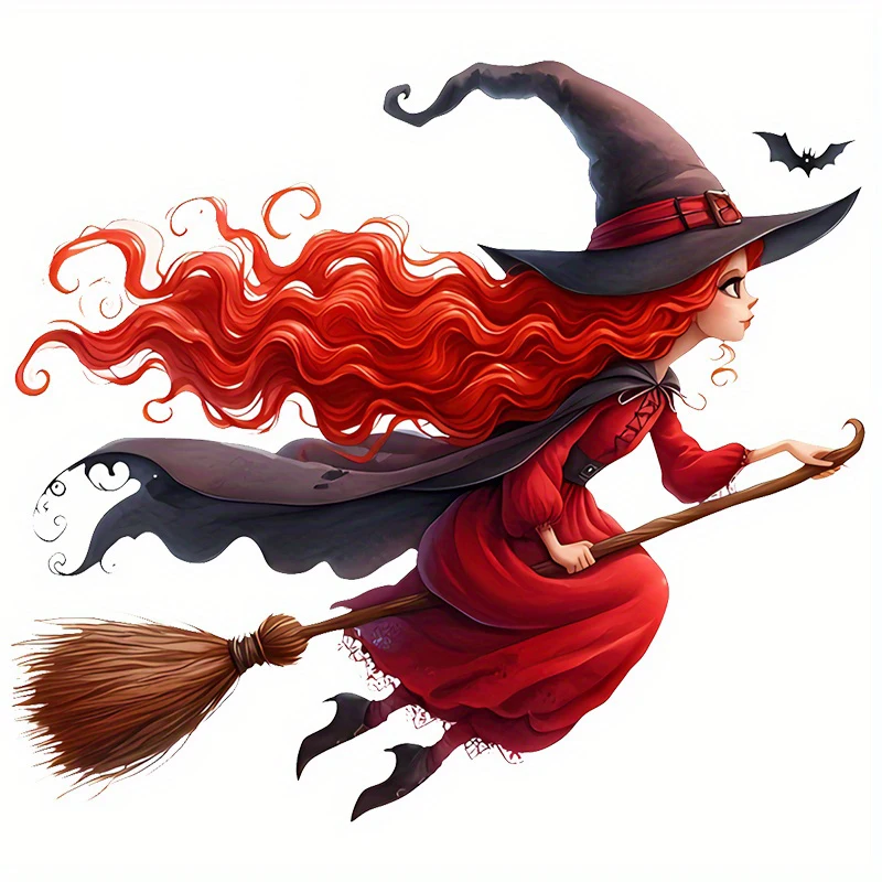 Witch on a broom for Halloween  Car Sticker Vinyl Decal Rear Window Motorcycle Camper Bumper Truck Laptop Decoration SH1251