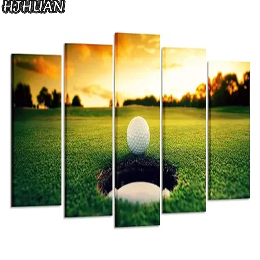 5pcs Drill Diamond Painting Sunrise, grassland, round well Cross Stitch Diamond Art Embroidery Diamond Mosaic Decor Gift pccture