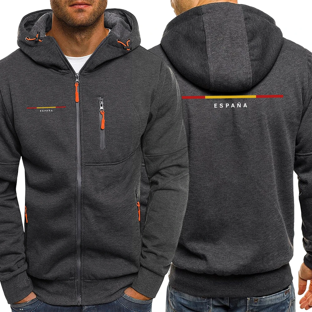 

Espana Is Suitable For Living Print Zipper Clothes Male Fashion Fleece Hoodies Autumn Loose Hoodie Men Casual Basics Clothing