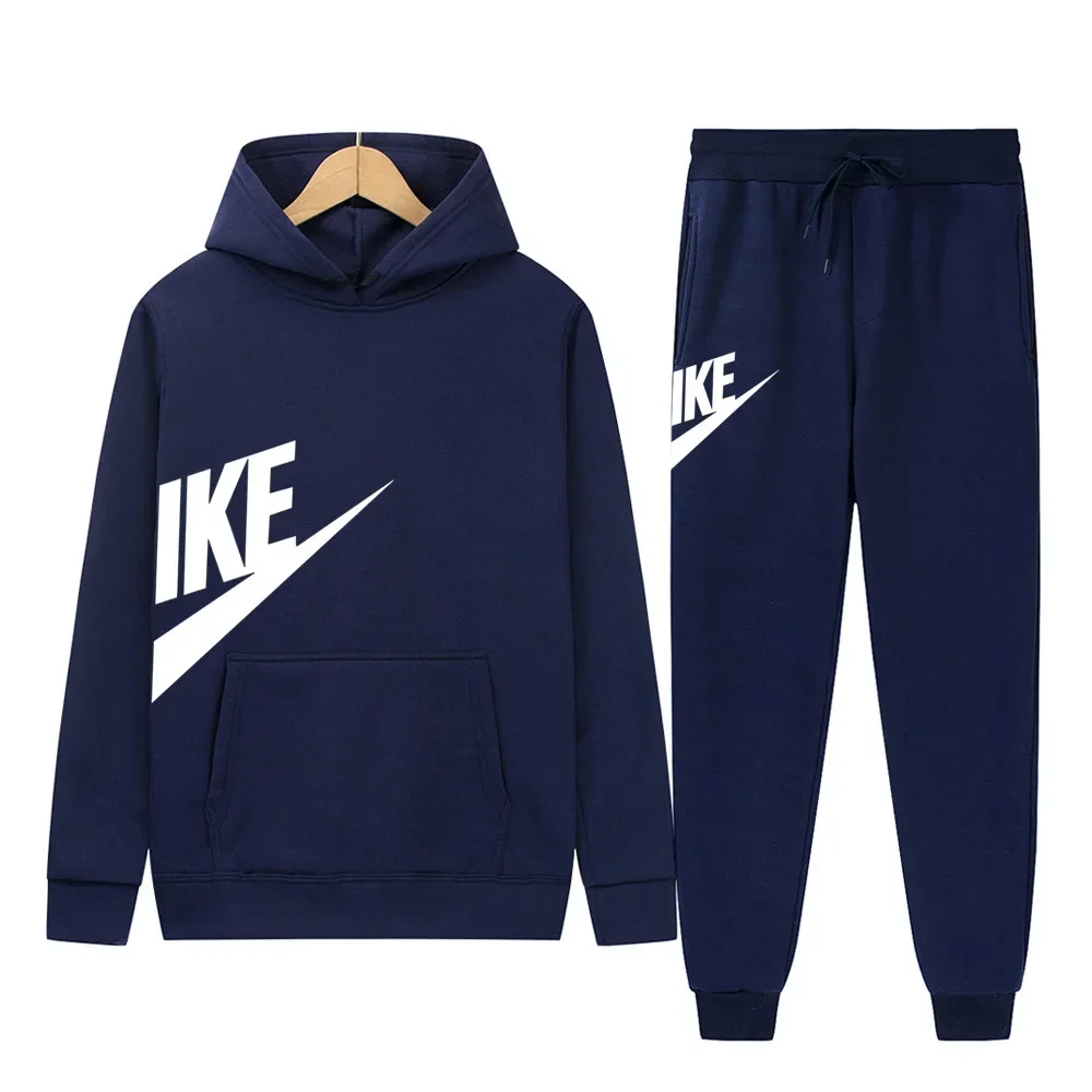 Men's and women's hoodie long sleeve hoodie set autumn and winter pullover + trousers two sets of casual fitness sportswear