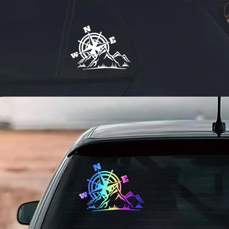 Reflective Motorcycle Stickers Jungle Exploration Compass Decals for Cars Trucks Motorcycles Helmet - Visibility Safety Decor
