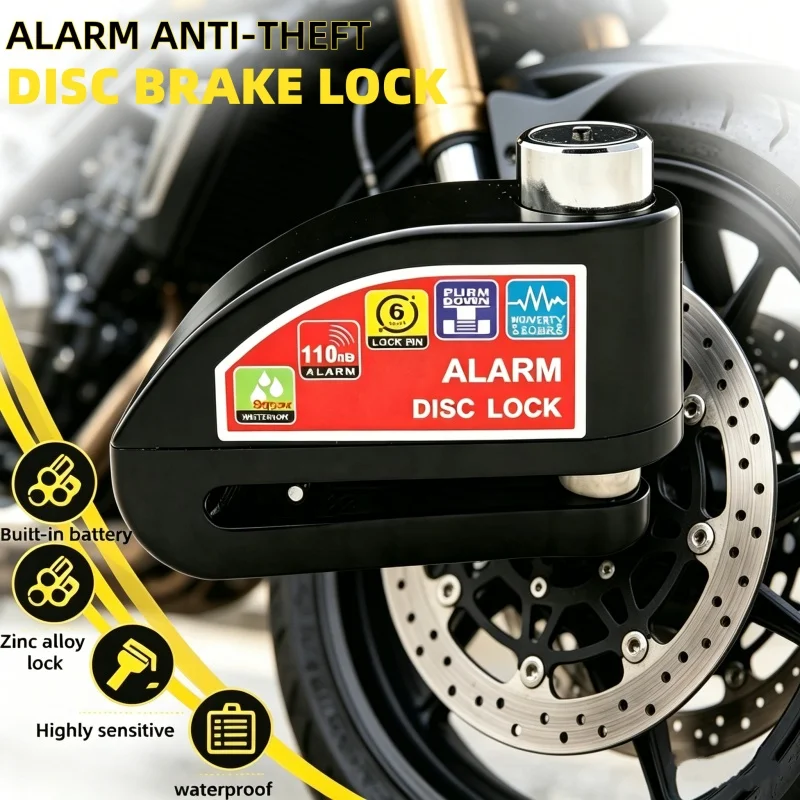 

Motorcycle Anti-Theft Brake Lock With Alarm Function, Waterproof Safety Lock, Aluminum Alloy Duty Anti-Theft Protection Lock